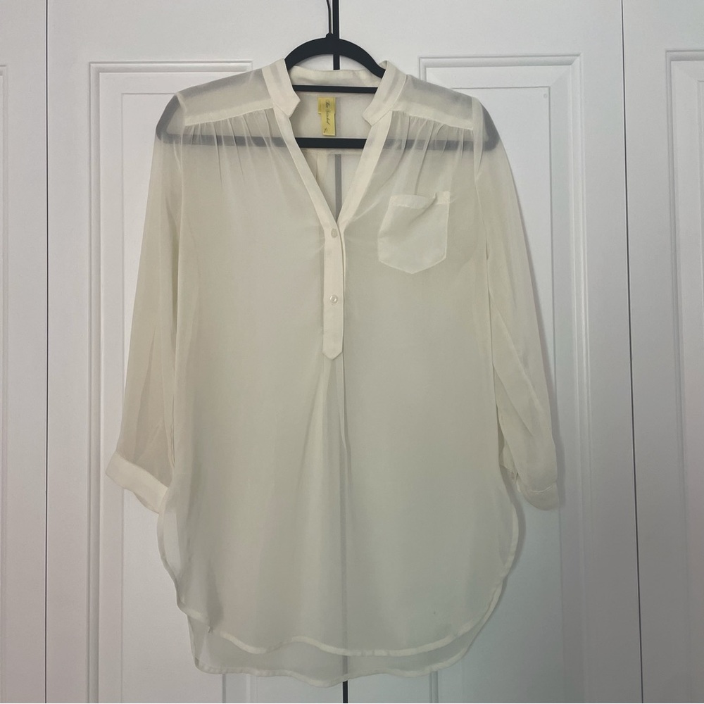 Francesca’s Off White Sheer Blouse